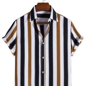 Casual Button Down Men's Summer Striped Print Shirt